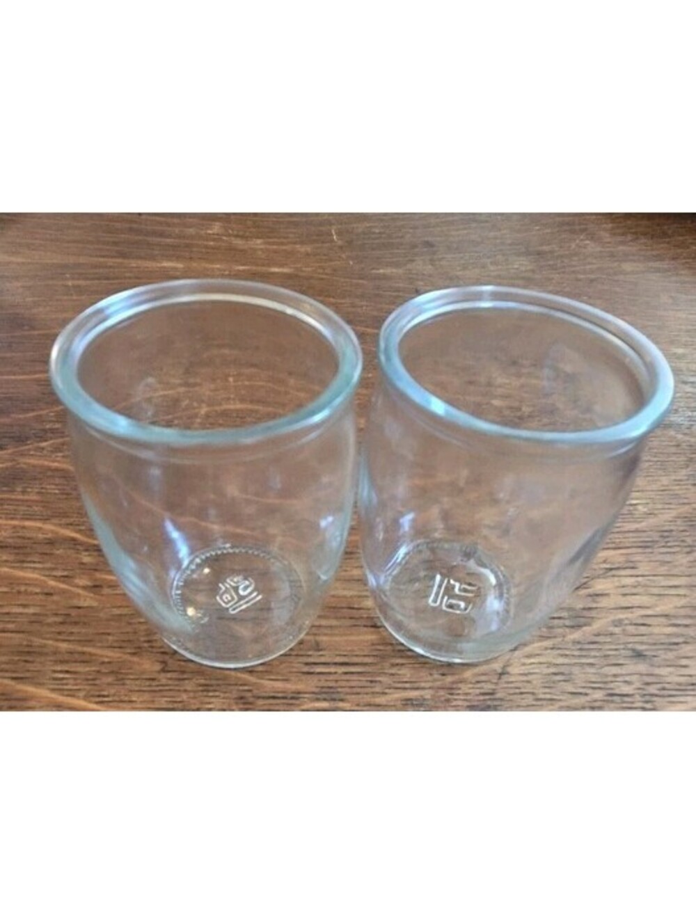 Set Of 2 Miniature Measuring Jars 3" Tall Mouth Is 2.25" Clear Glass 4 Oz Read